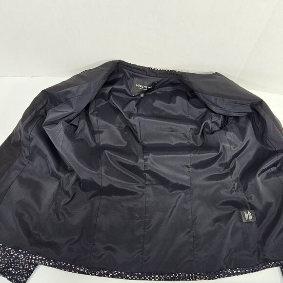 lafayette 148 Jaylan Seacliff Ink Blue Zip-Front Tweed Jacket Women's Size 4 - Picture 4 of 8